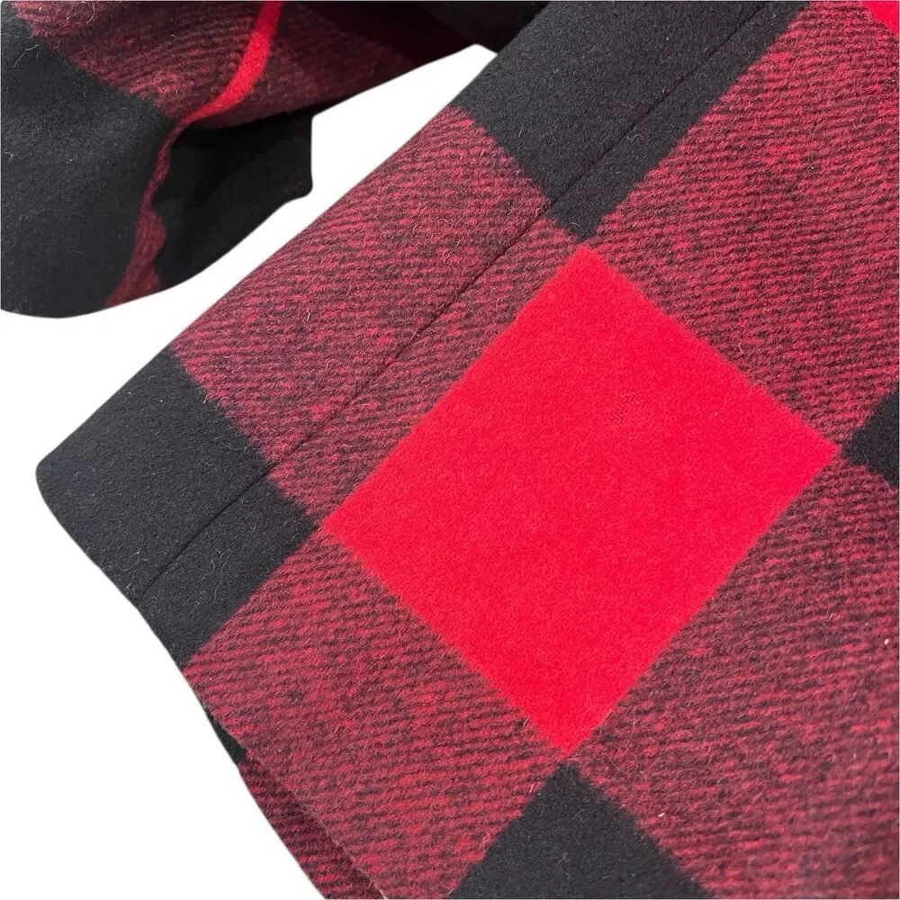 J Crew Womens 2 Red Black Buffalo Plaid Wool‎ Peacoat Fall Lumberjack - Picture 8 of 16